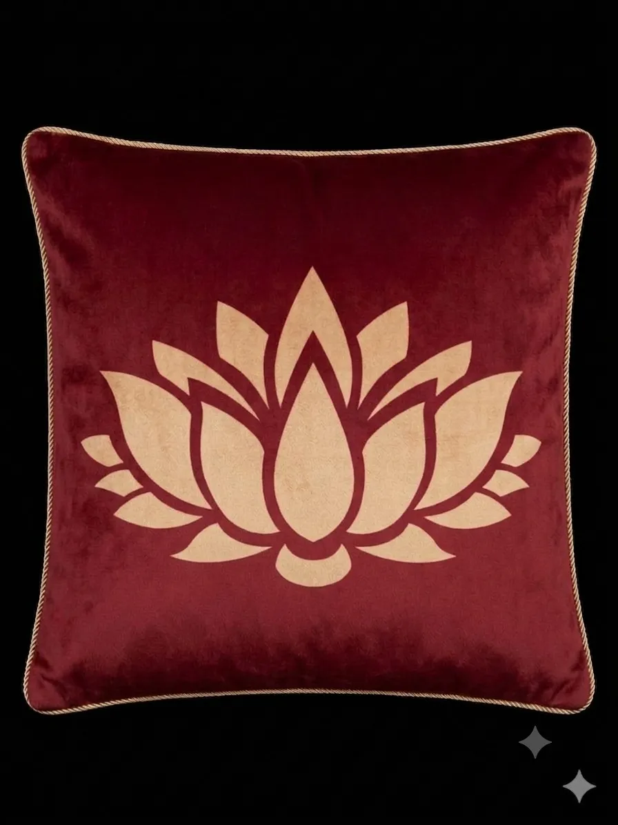 Maroon Lotus Cushion Cover 
