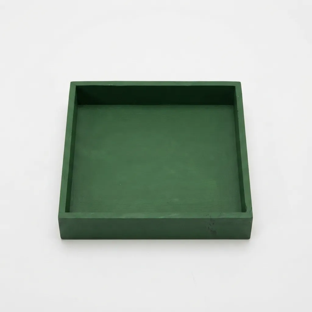 Wooden green painted tray 12' x 14'