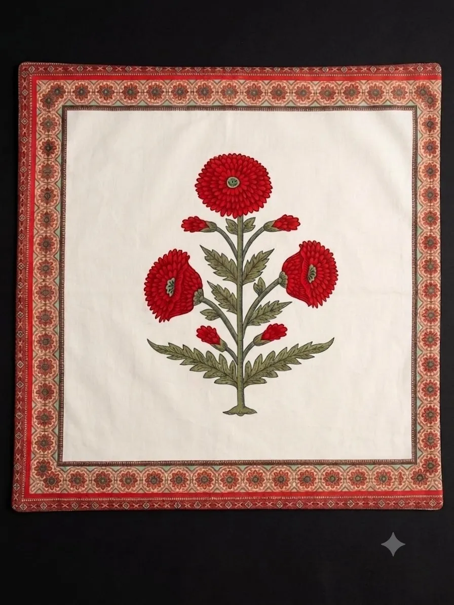 Mughal Rose Cushion Cover 