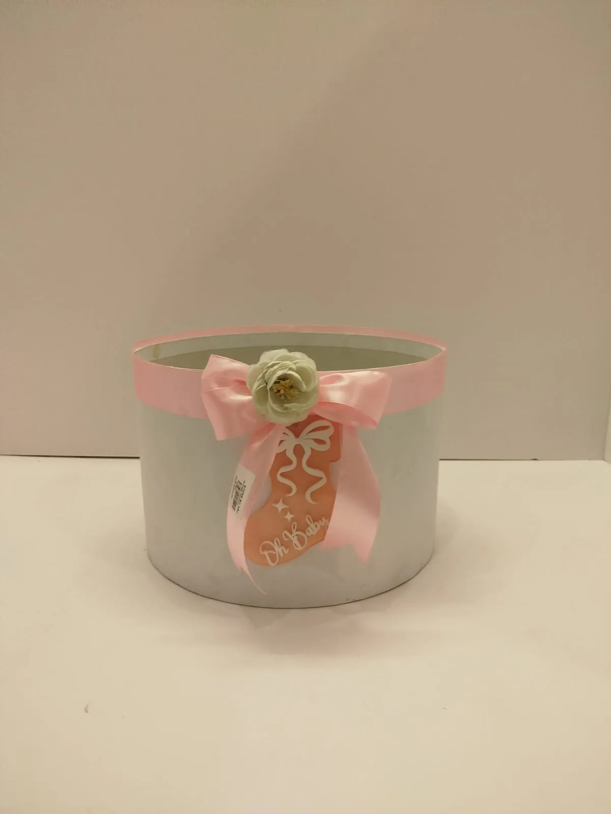White round cardboard box 12"" x 12"" x 8""