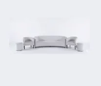 Off white 7 seater sofa with 2 puffies