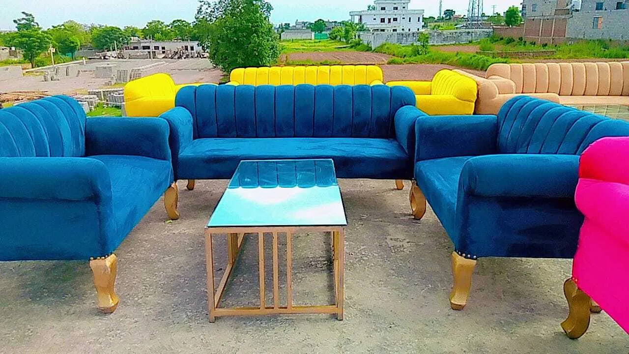 Dark Blue Velvet Lounges khurbooza Style 