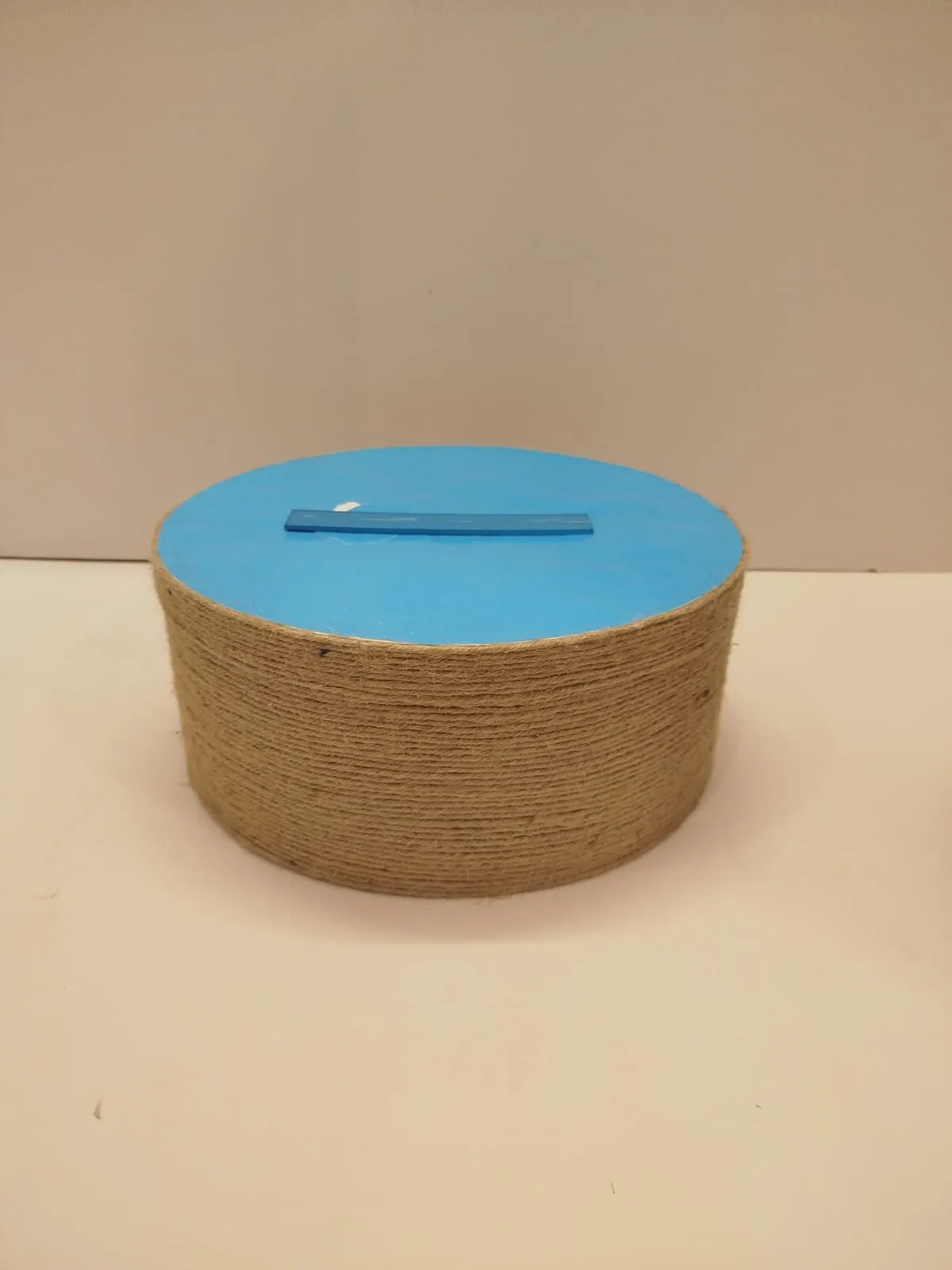 Blue round jute box Size 12x12 inches Height 5 inches