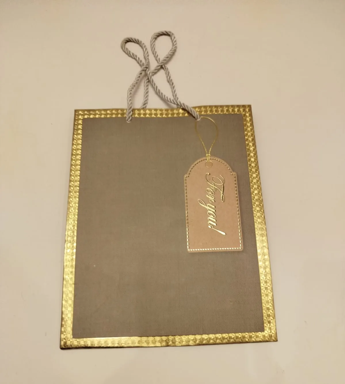 Grey Gift bag with Gold Boundary medium