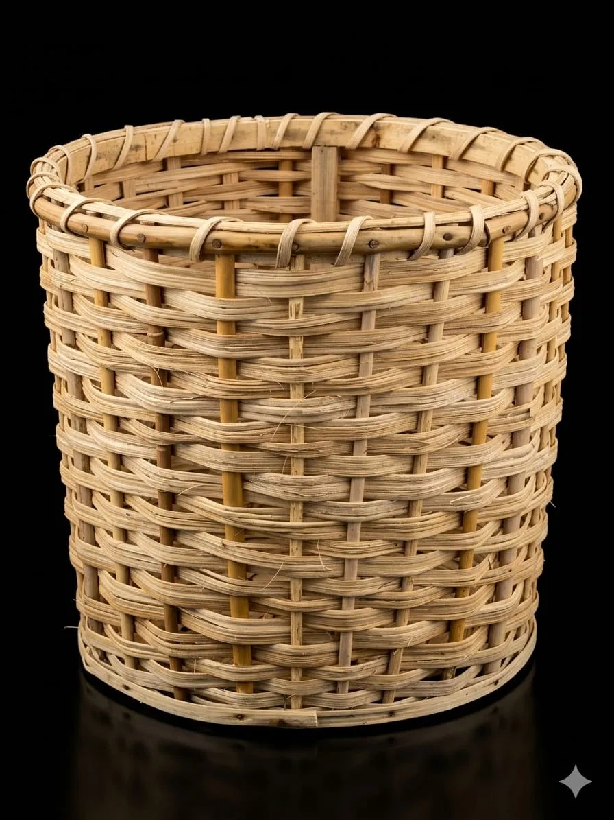 Cylindrical Cane Basket
