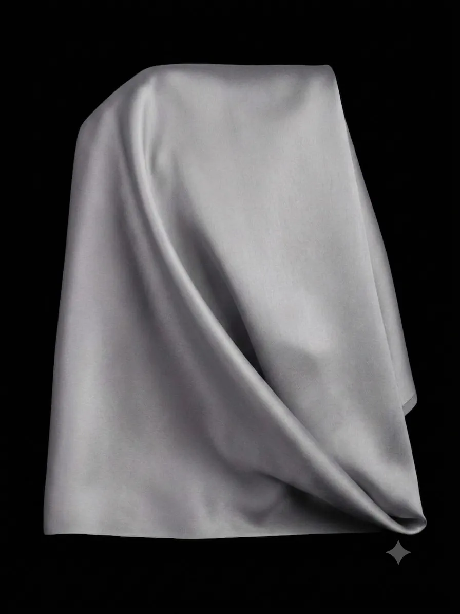 Grey Satin Fabric Curtain 