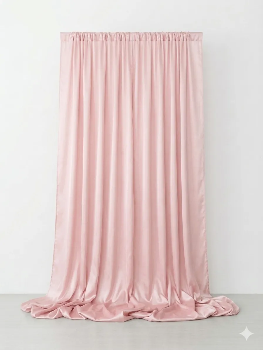Peach silk curtains