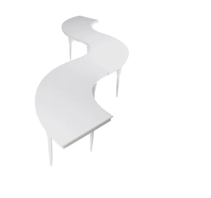 White S-Shape Serpentine Dining Tables (2)
