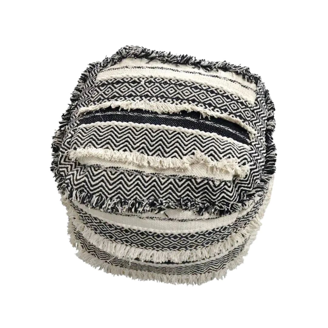 Tribal Black and White Pouf