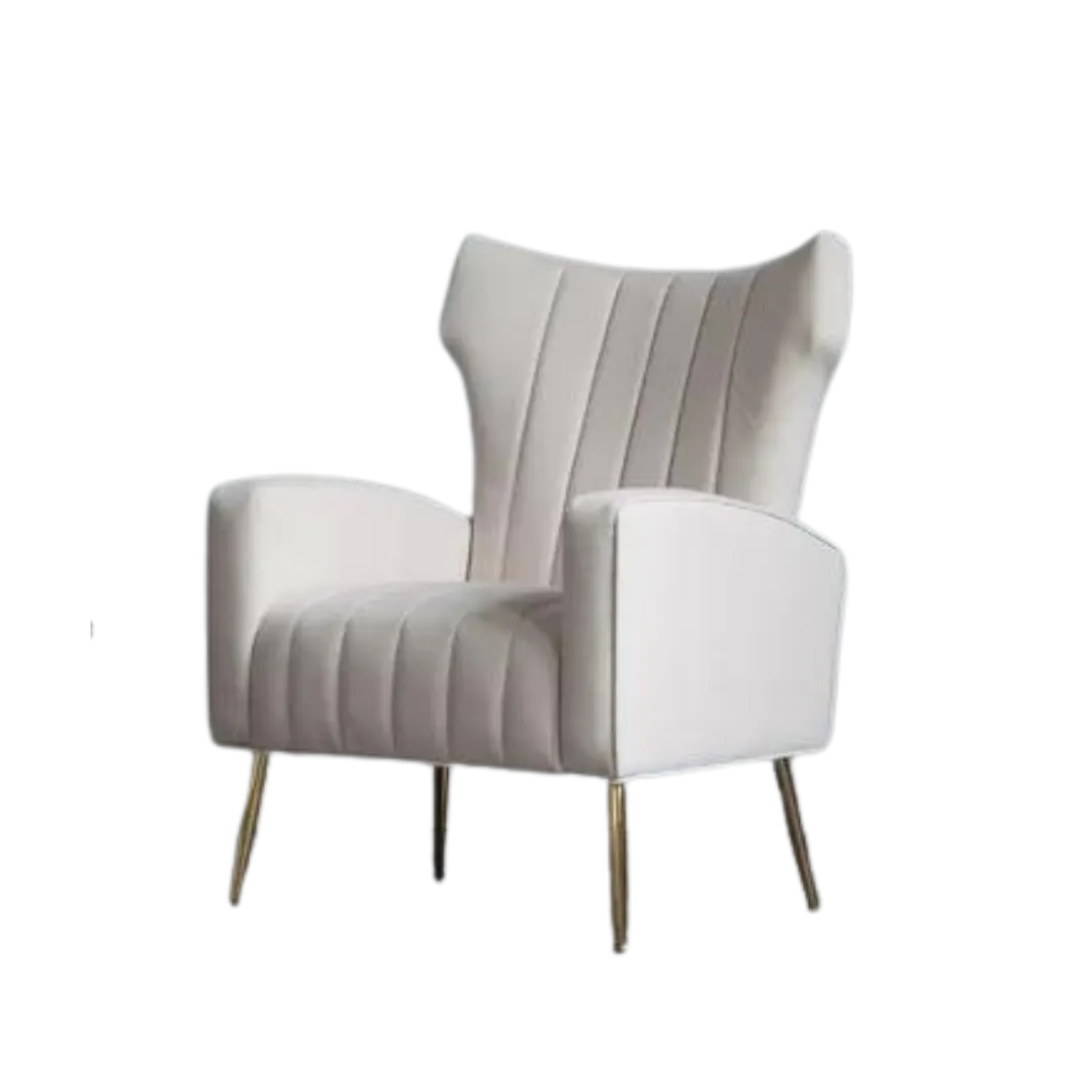 Beige Wingback Accent Chair