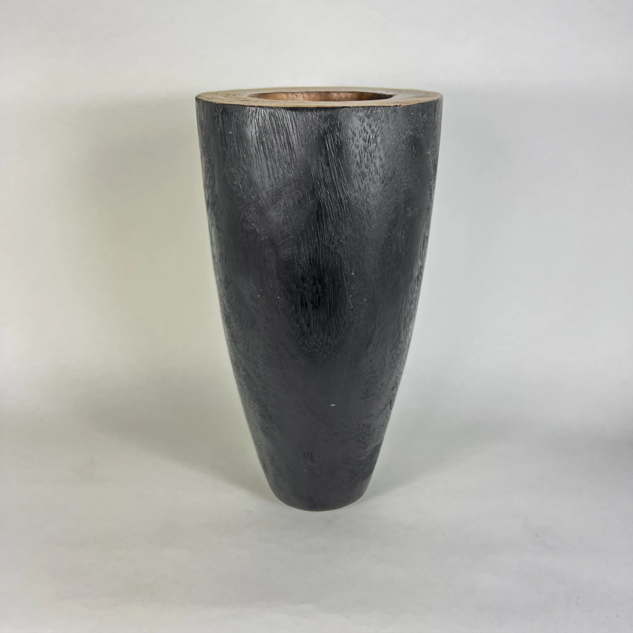 BURNED BLACK WOOD VASE