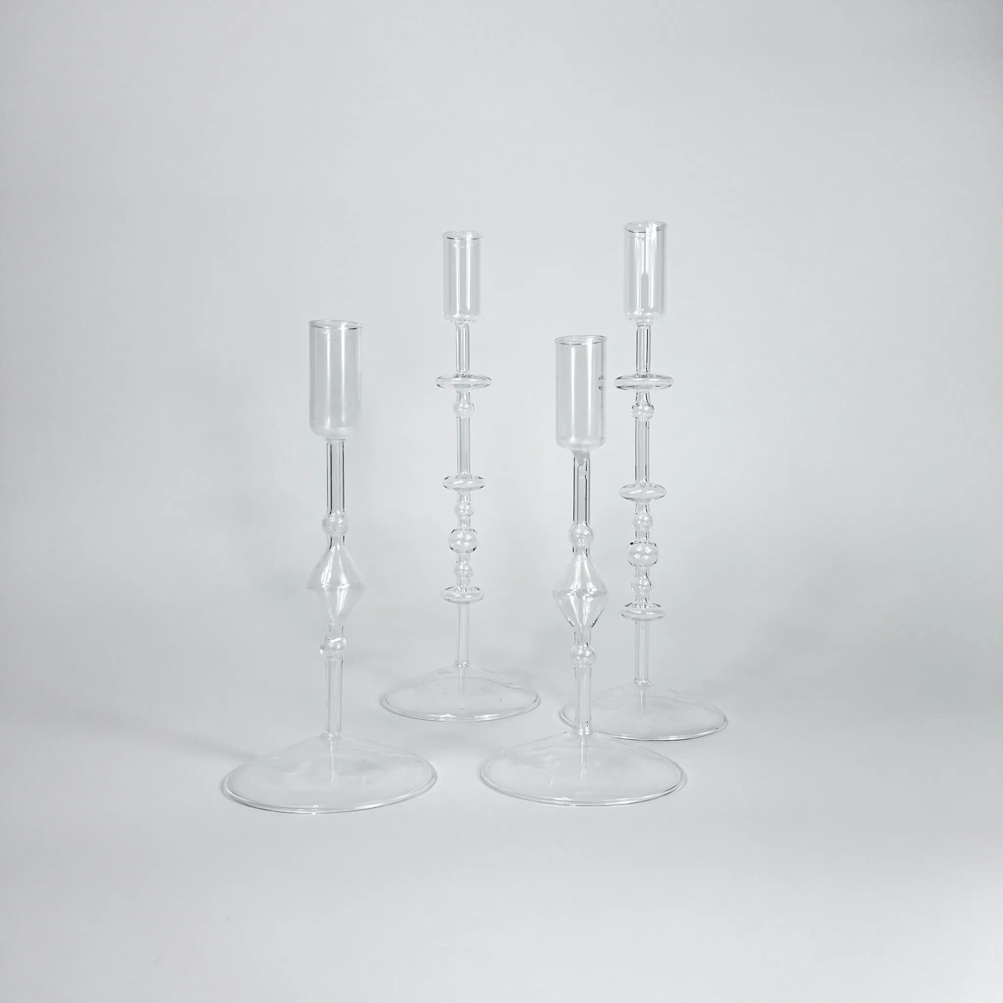 CLEAR GLASS BUBBLE CANDLESTICK