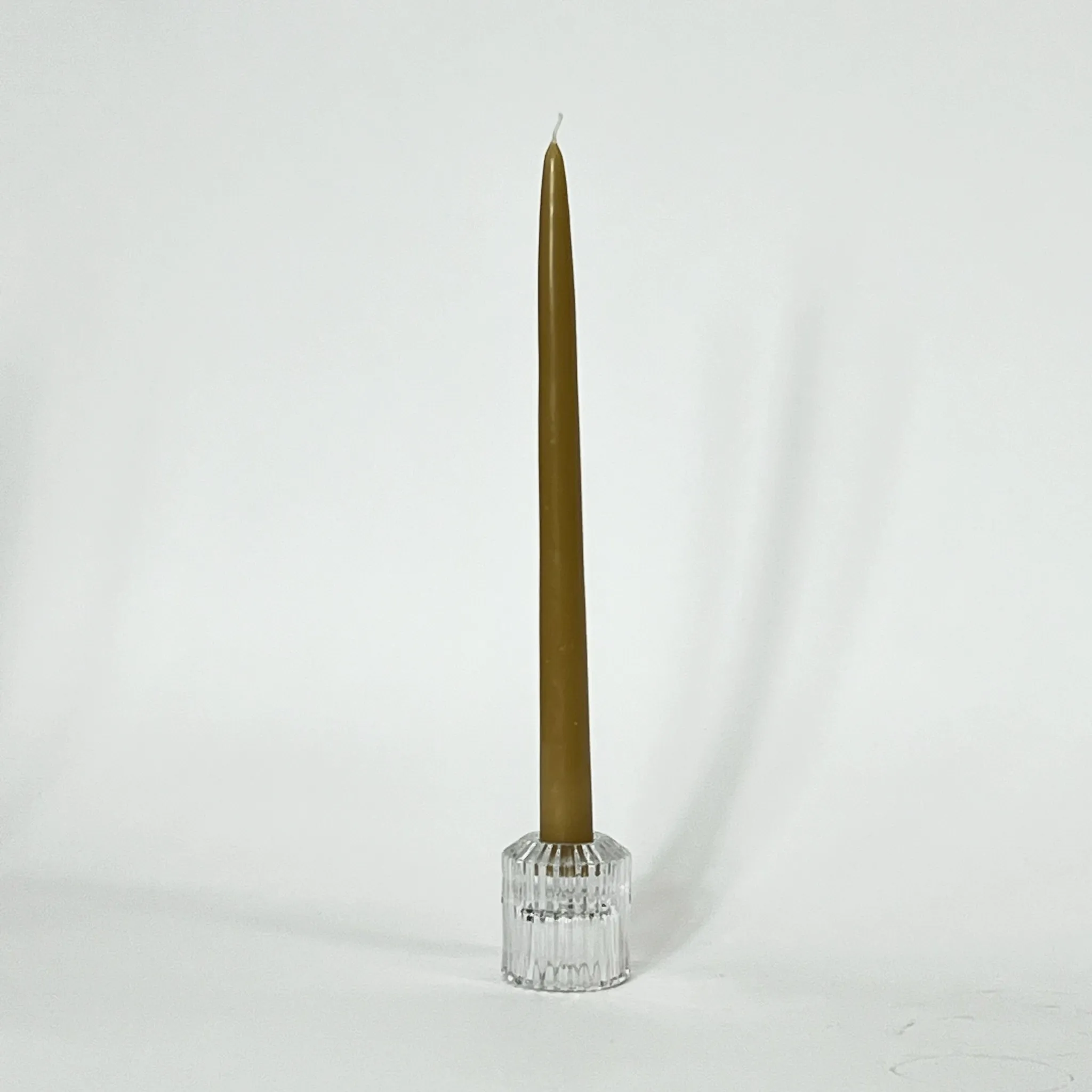 RIBBED CLEAR CANDLE HOLDER