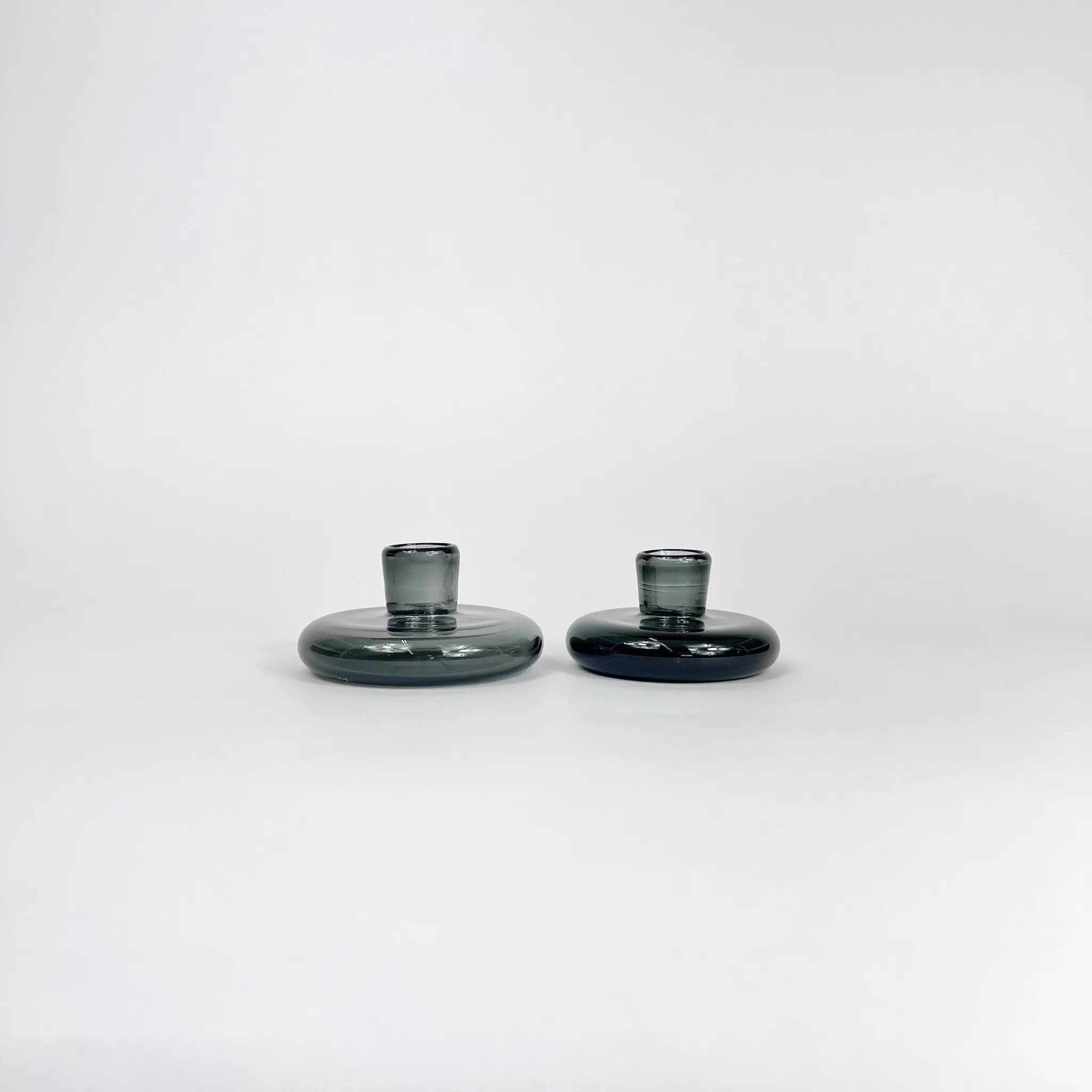 CHARCOAL GLASS CANDLE HOLDERS