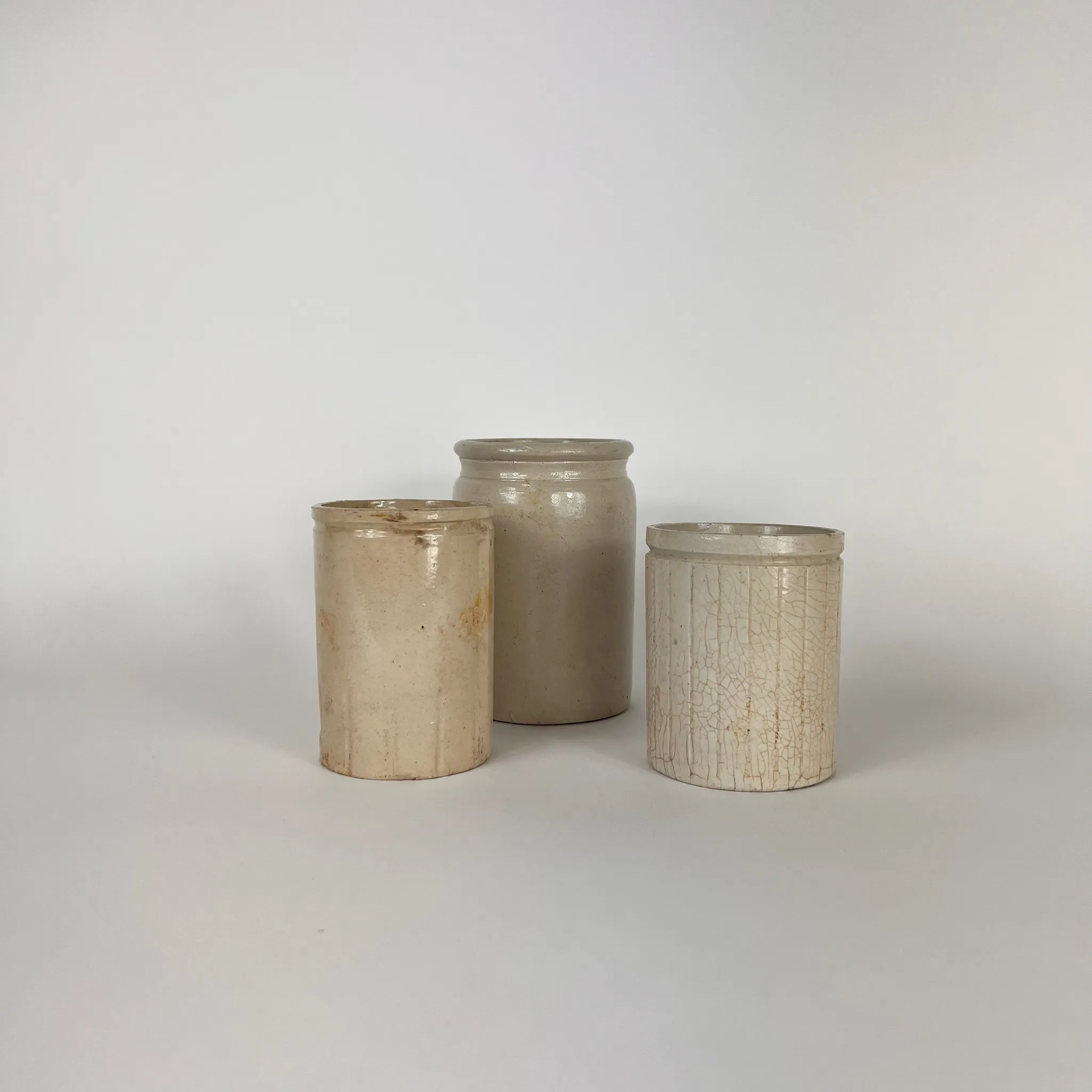 VINTAGE STONEWARE MUSTARD POTS