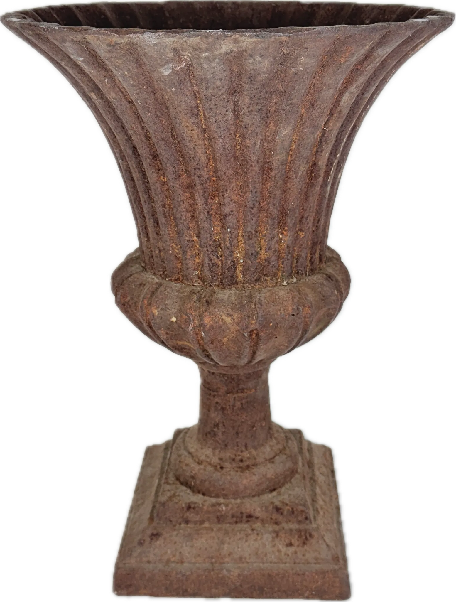 RUST FLUTED CAST IRON URN