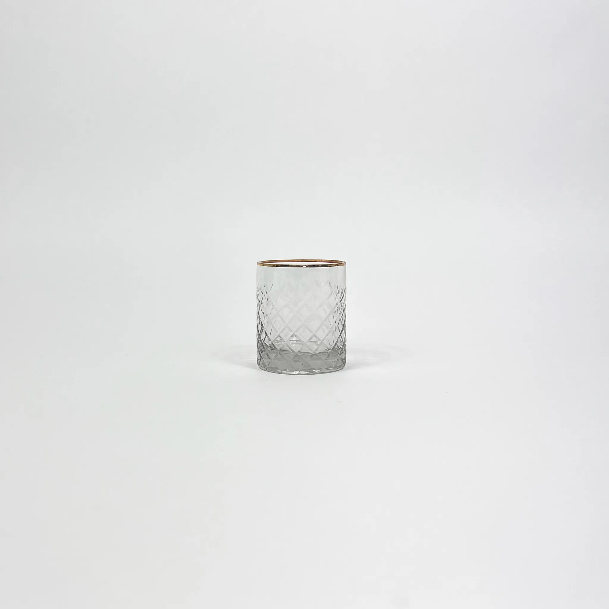 CUT GLASS VOTIVE WITH GOLD EDGE