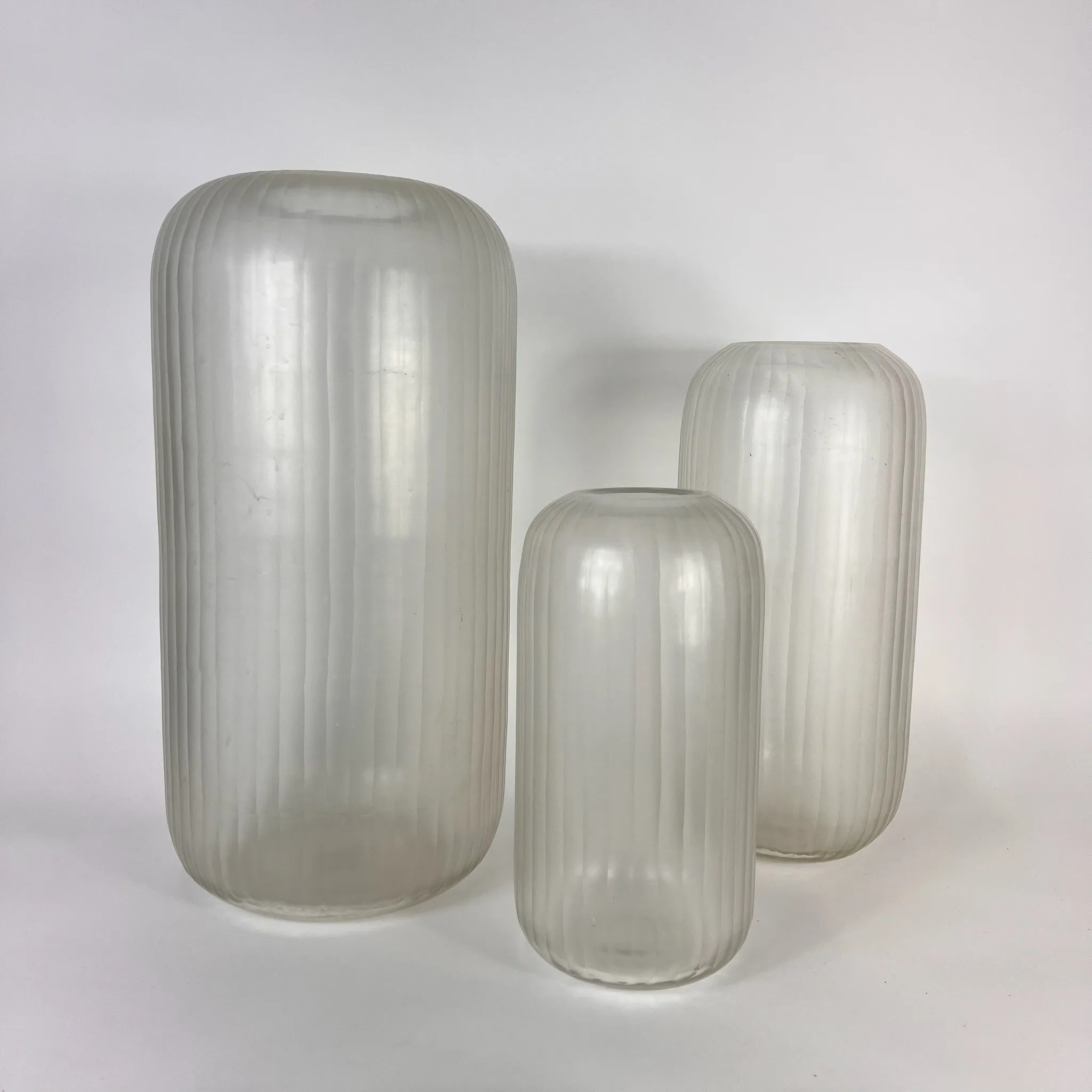 HANDBLOWN CARVED GLASS VASE