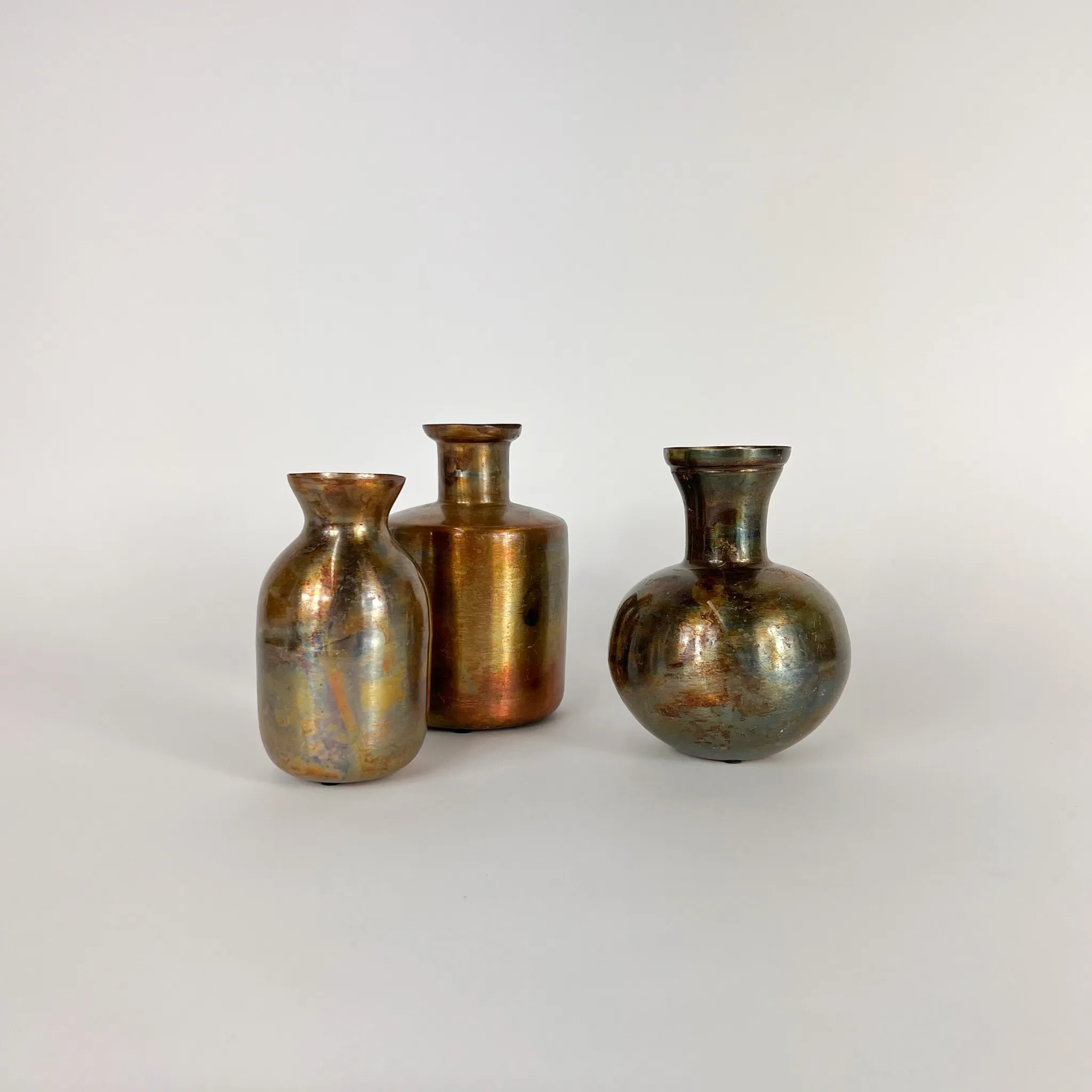 VINTAGE METAL BUD VASE SET/5