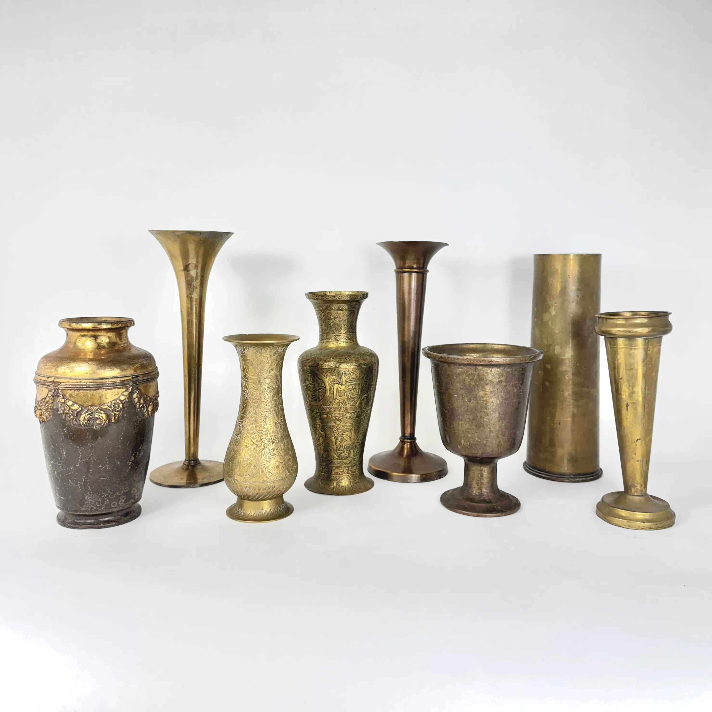 VINTAGE BRASS FLOWER VASES