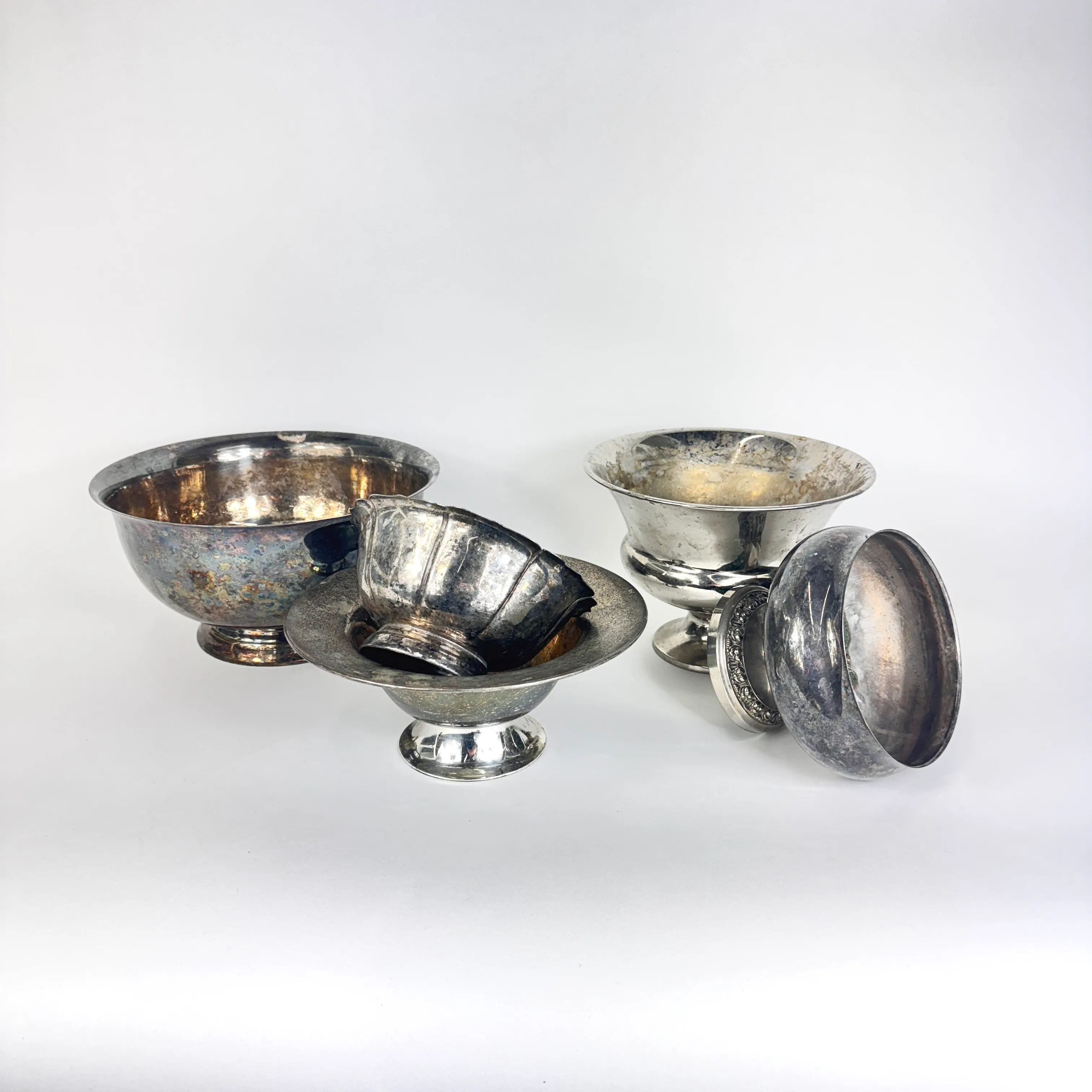 VINTAGE SILVER COMPOTE SET/5