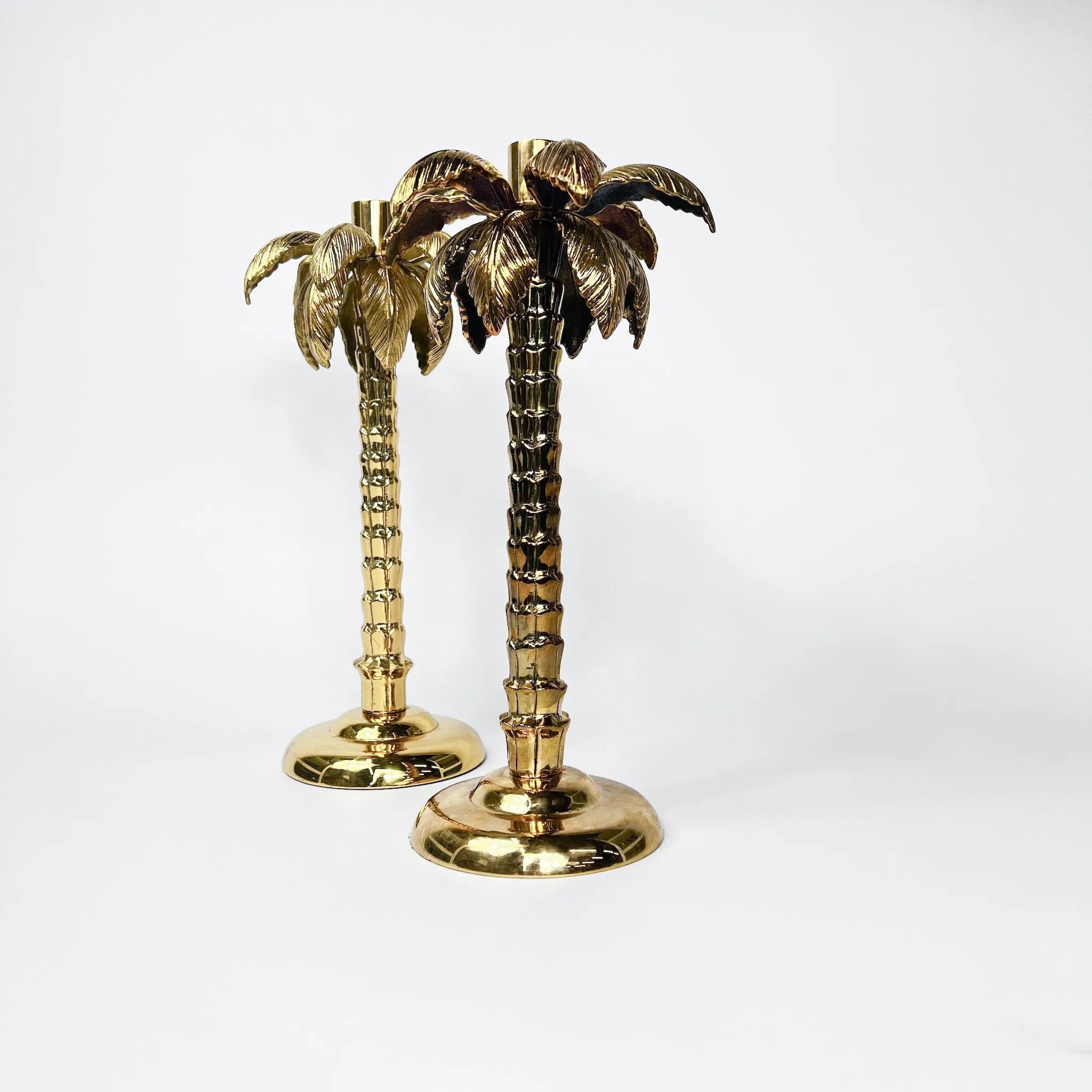 BRASS PALM TREE CANDLESTICK