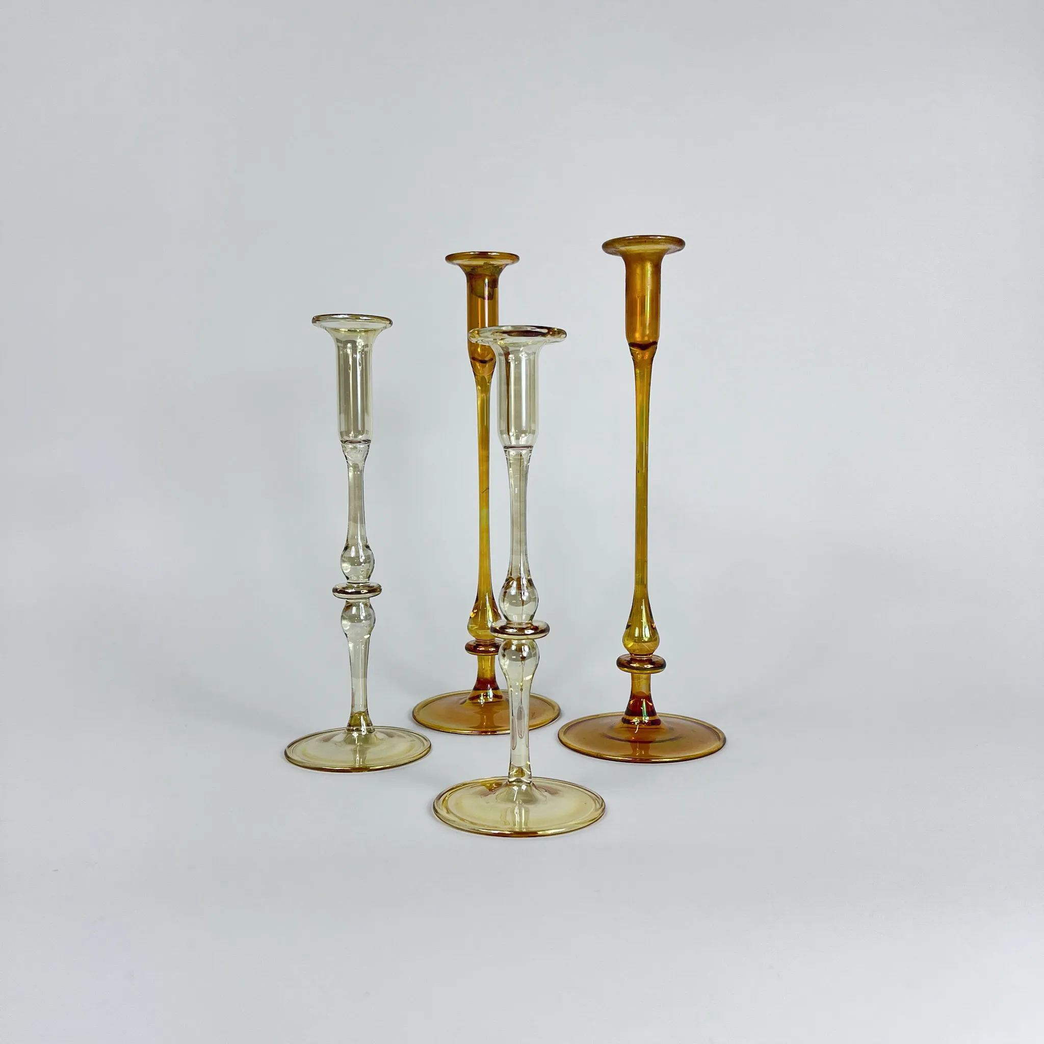 AMBER GLASS CANDLESTICKS