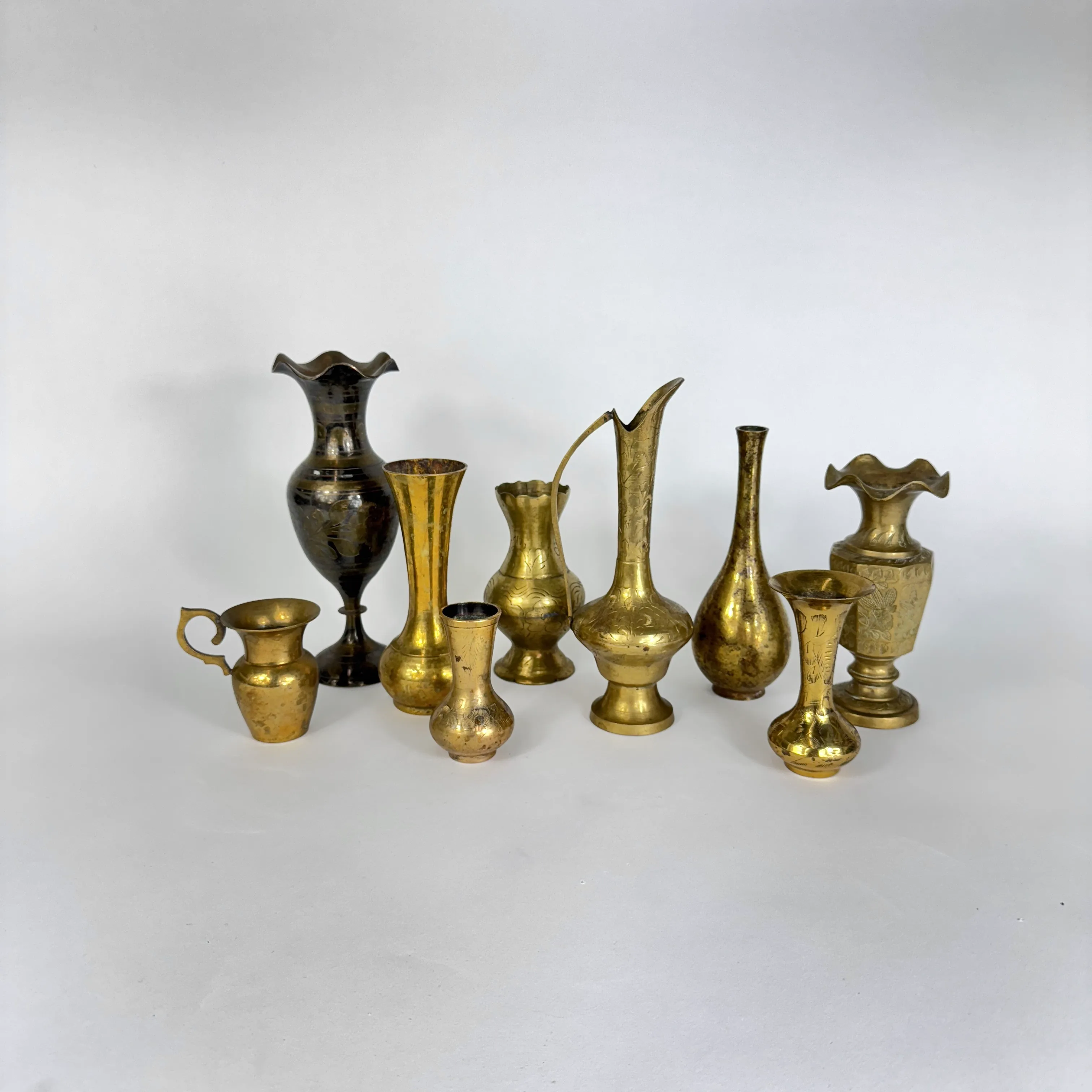 VINTAGE BRASS BUD VASES