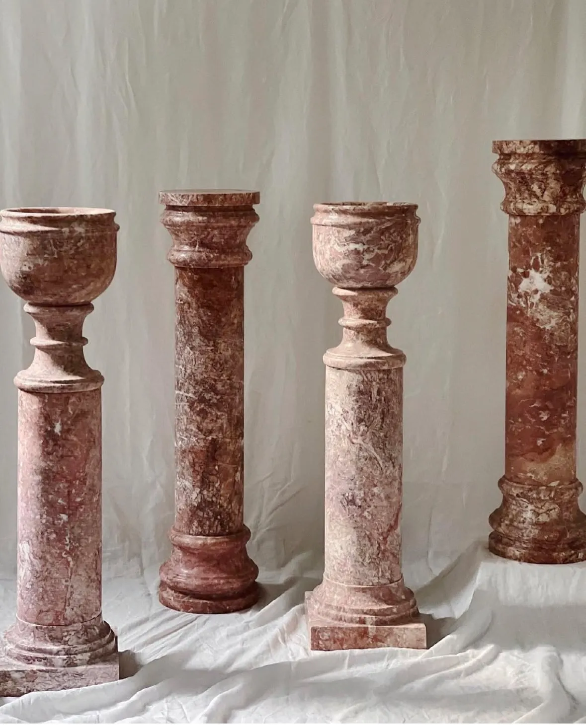 MARBLE STANDS AND URNS ON PEDESTAL