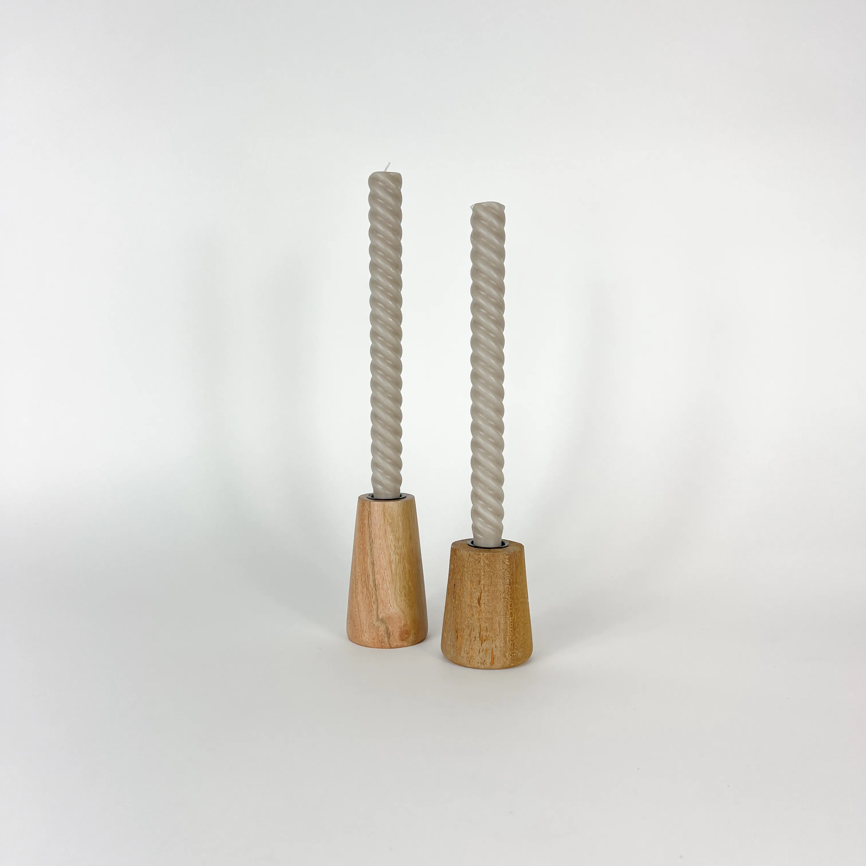 MID CENTURY WOOD CANDLESTICKS