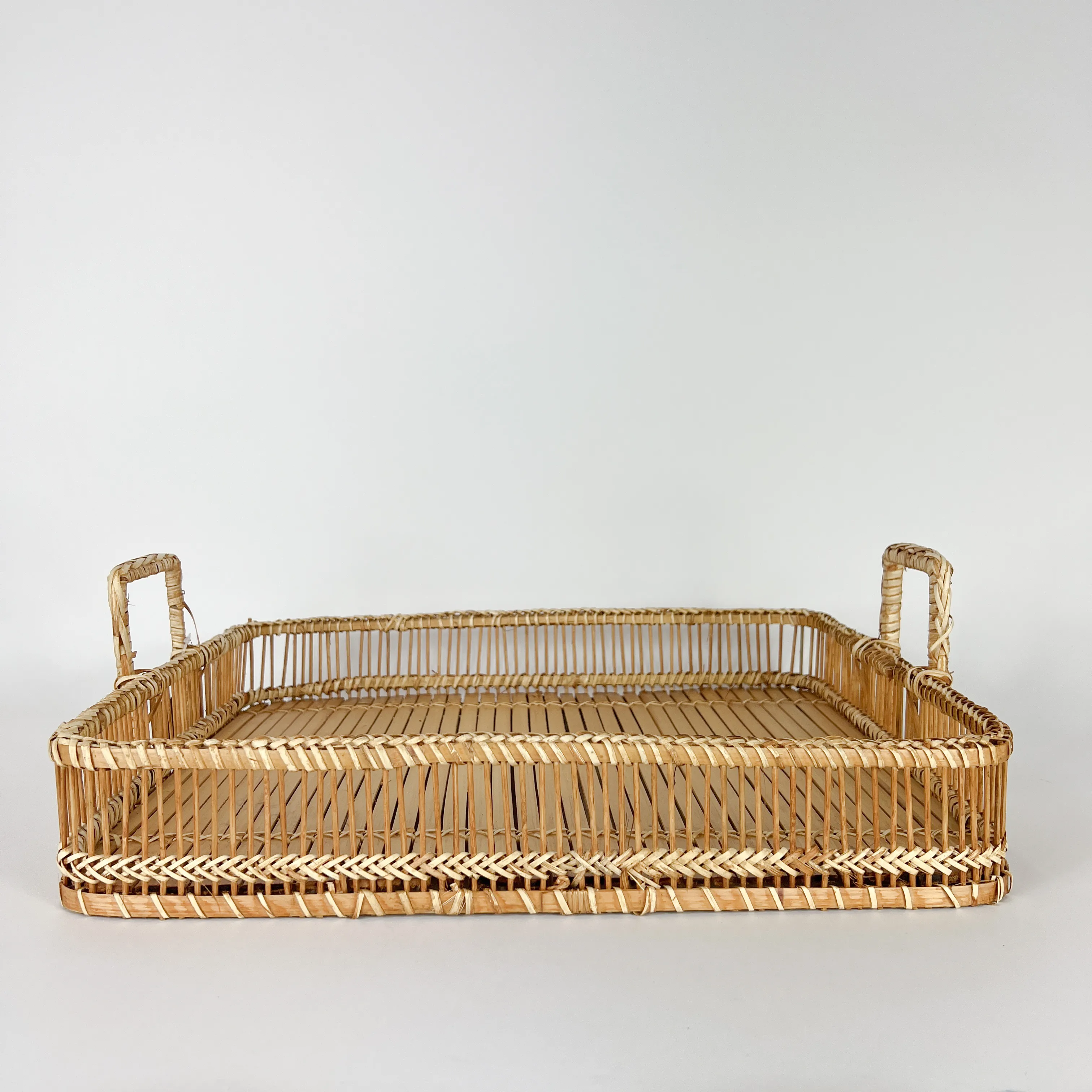 RATTAN TRAY SET/2