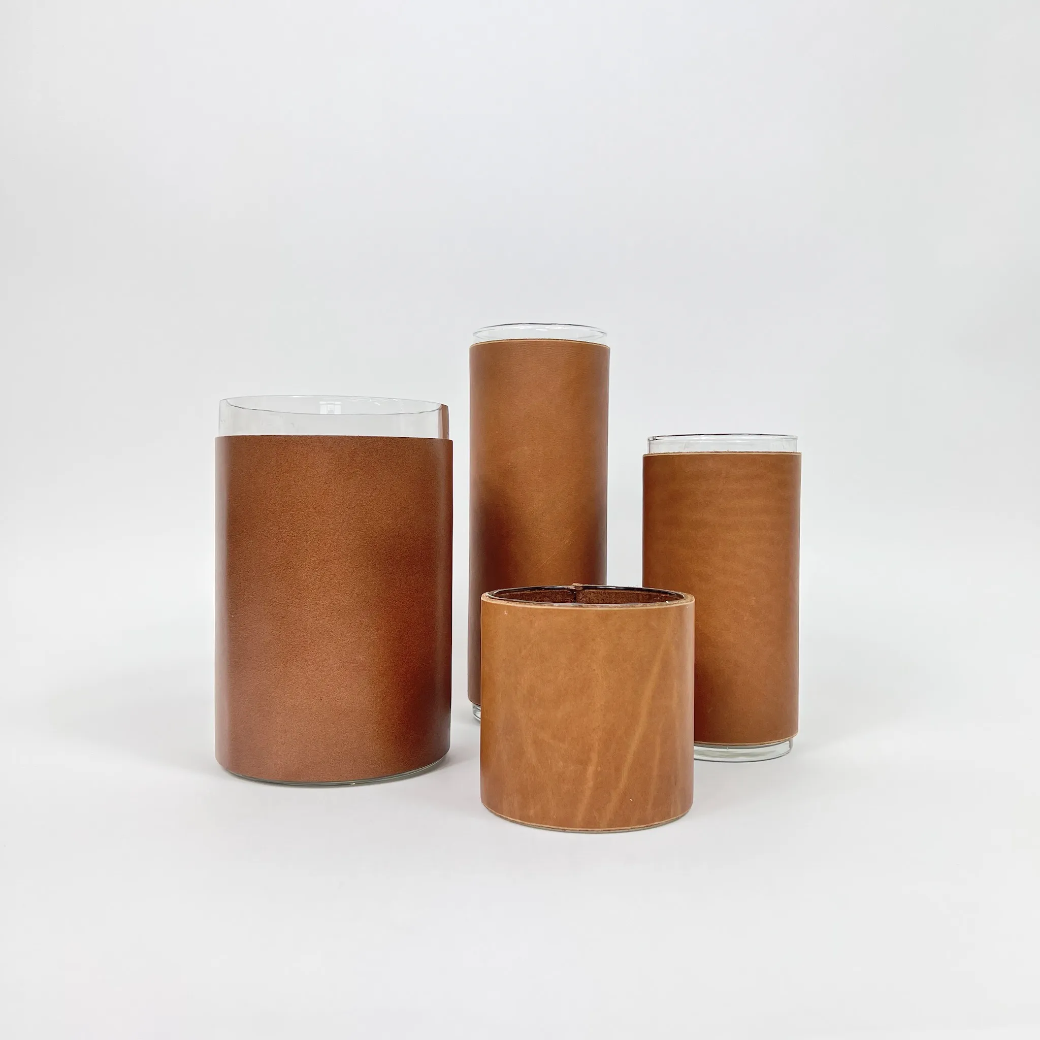 LEATHER WRAPPED SADDLE VASE