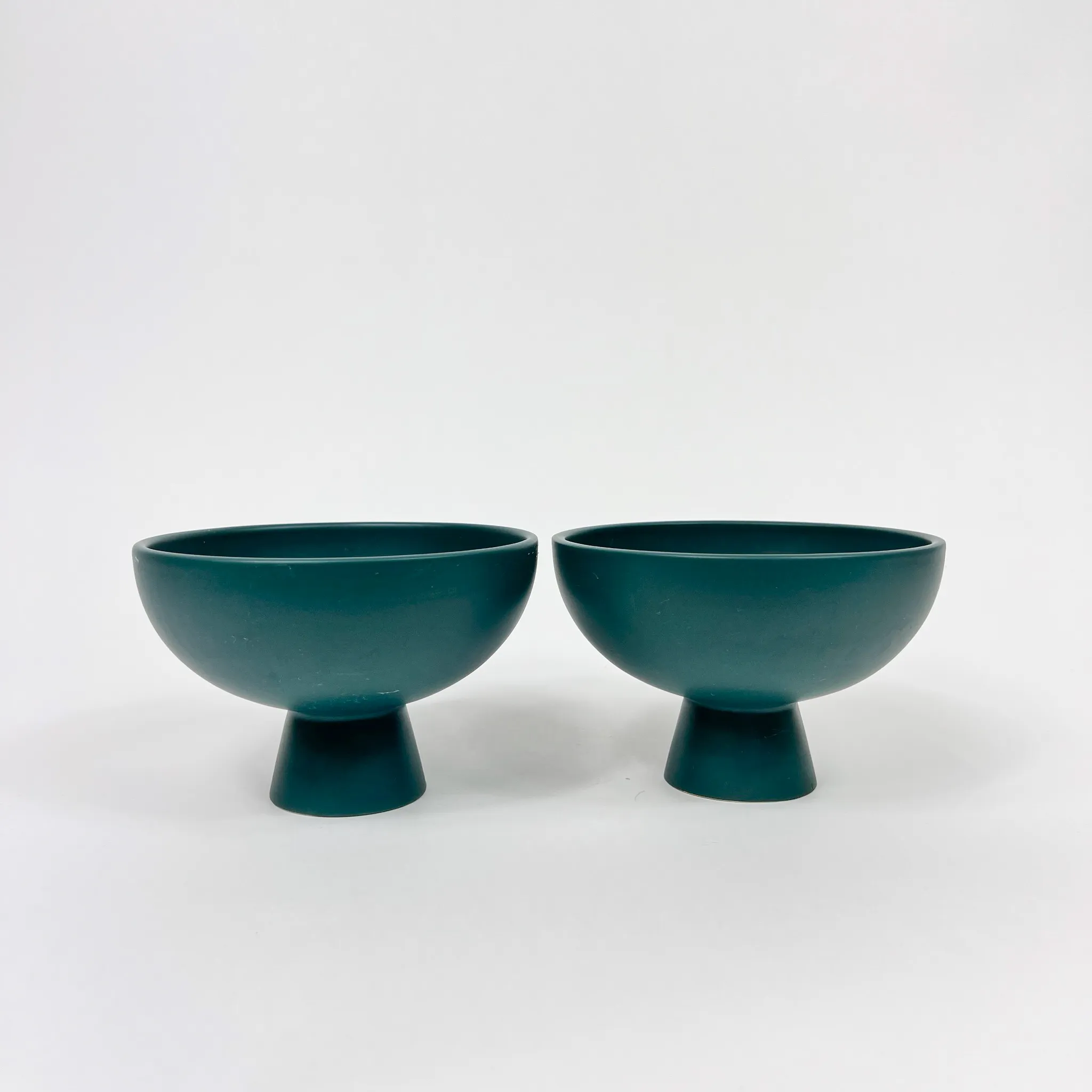 TEAL CERAMIC PEDESTAL BOWL