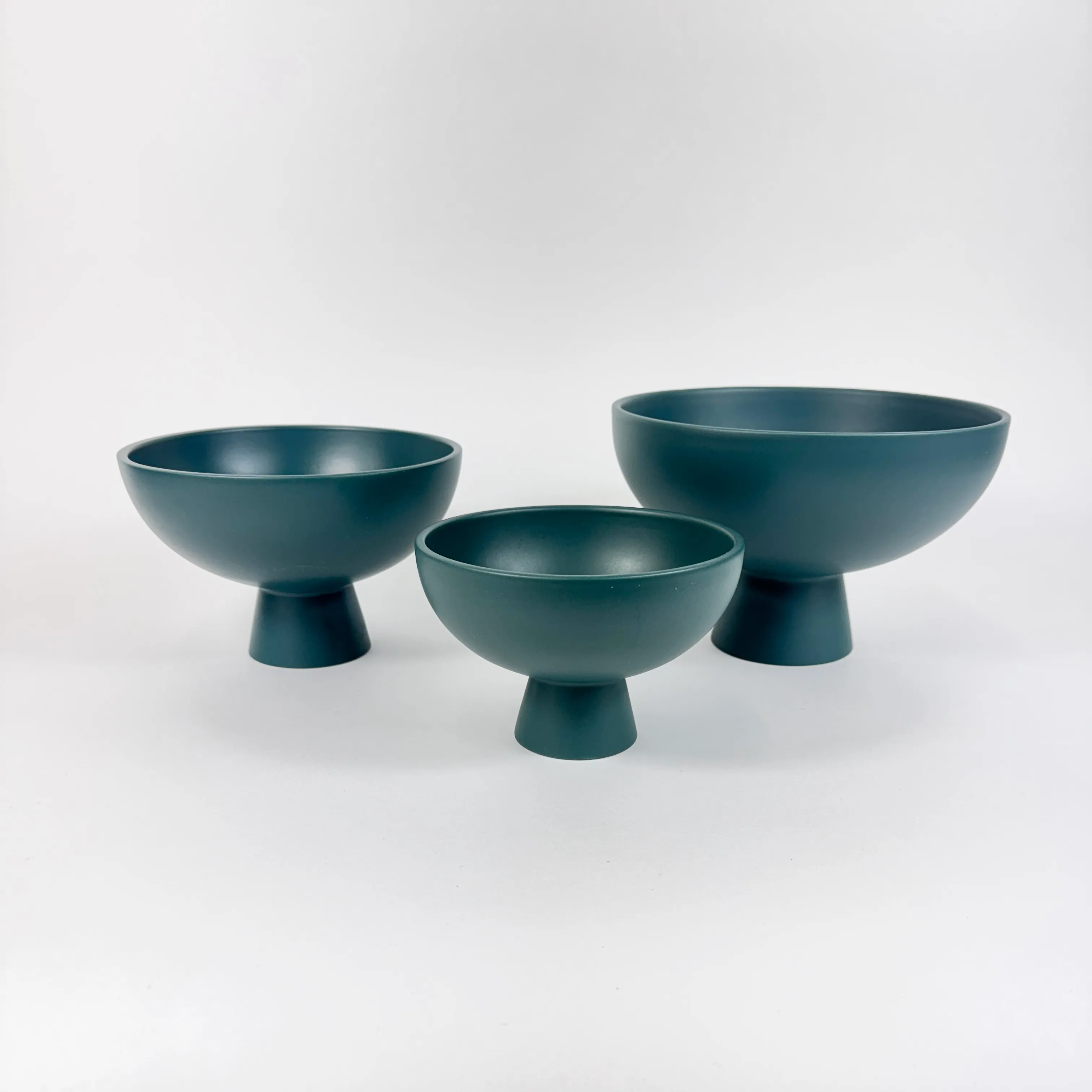 TEAL CERAMIC PEDESTAL BOWL