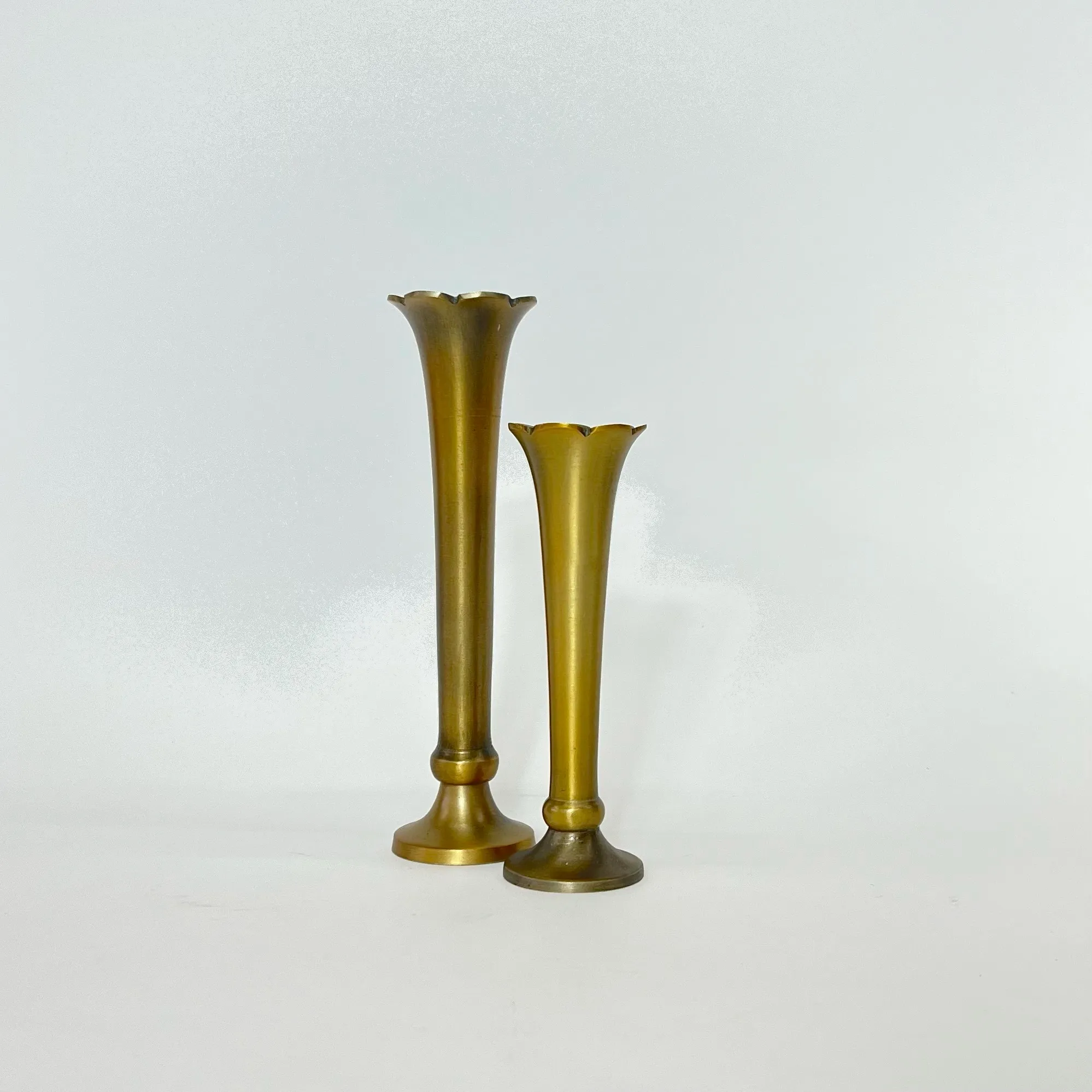 SCALLOPED BRASS BUD VASE
