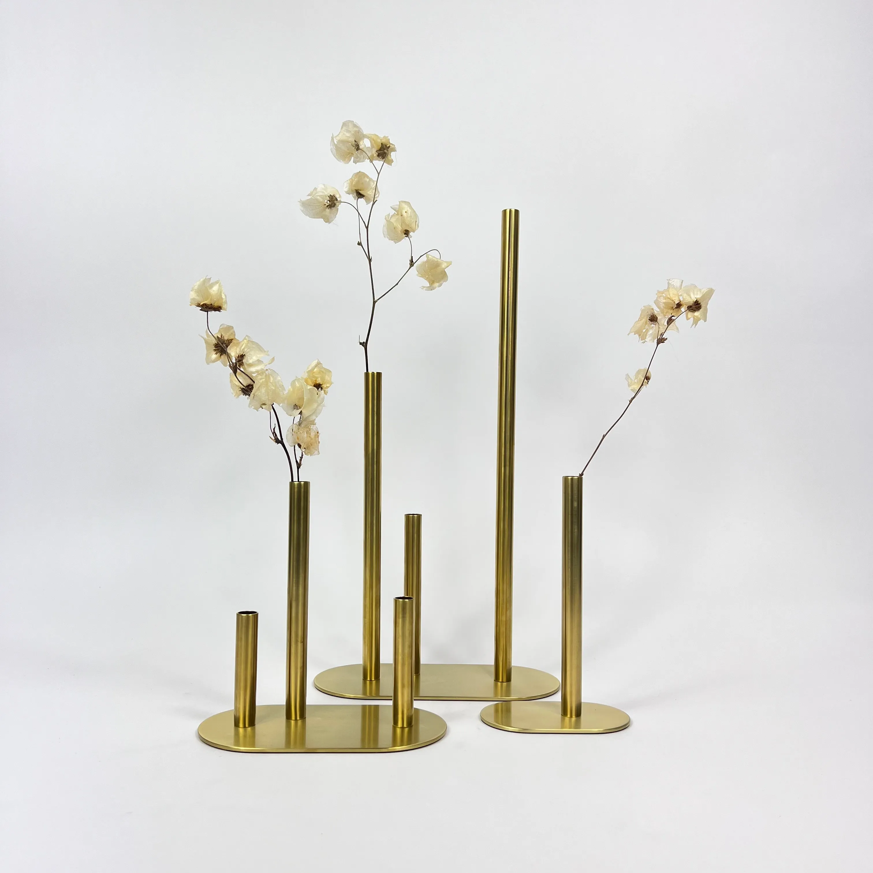 OAK LAB BRASS STAND BUD VASE SET/6