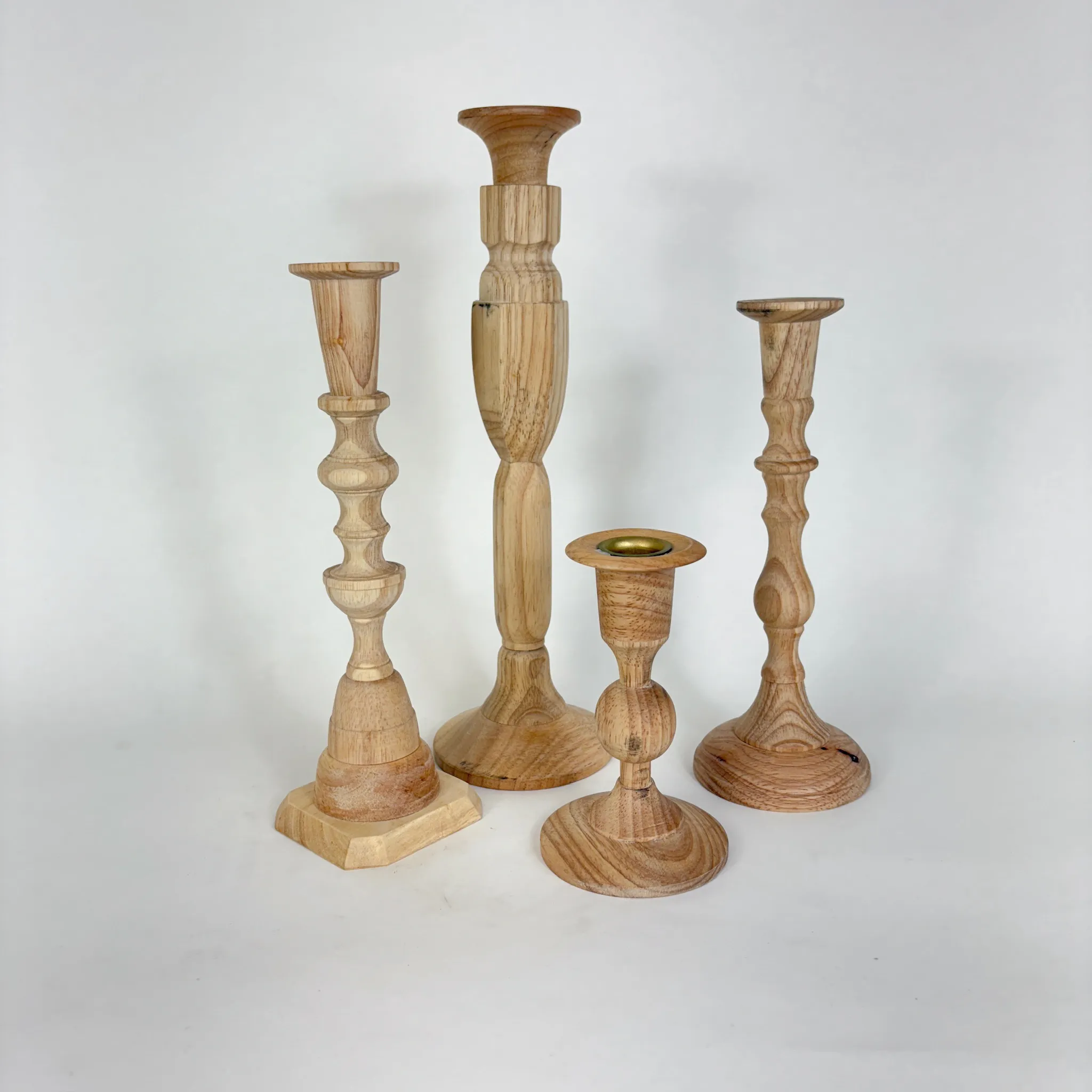 TURNED WOOD CANDLESTICKS
