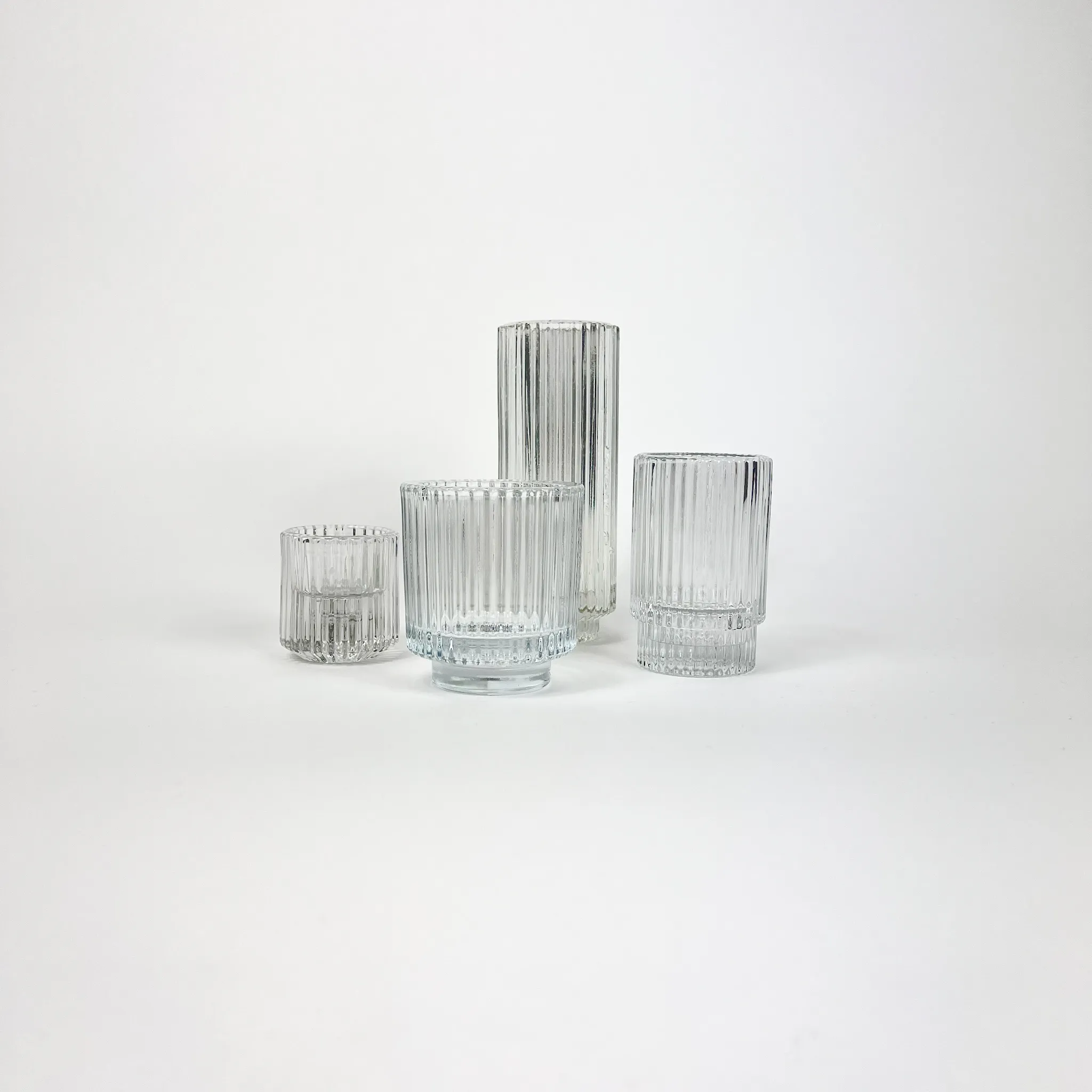PLEATED GLASS CANDLE HOLDER