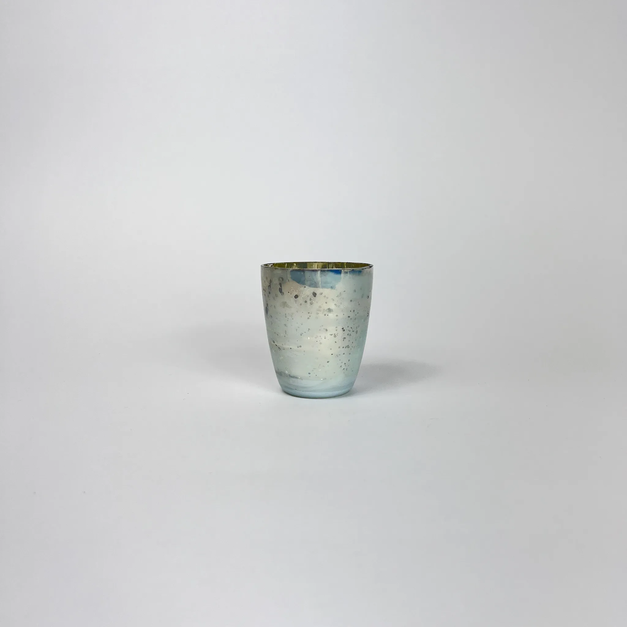 WHITE OPAL MERCURY GLASS VOTIVE