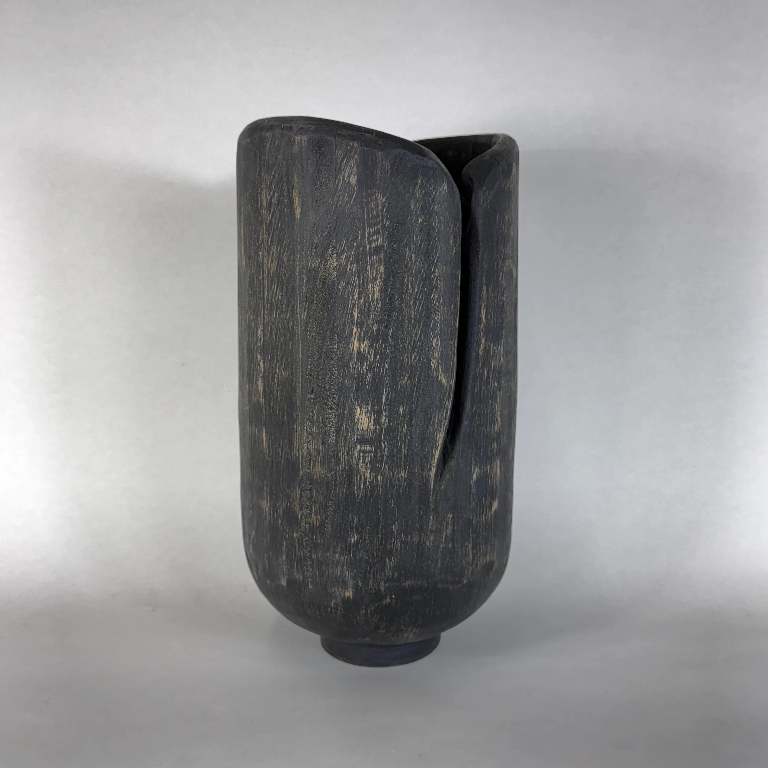 CHARRED WOOD SHIELD VASE