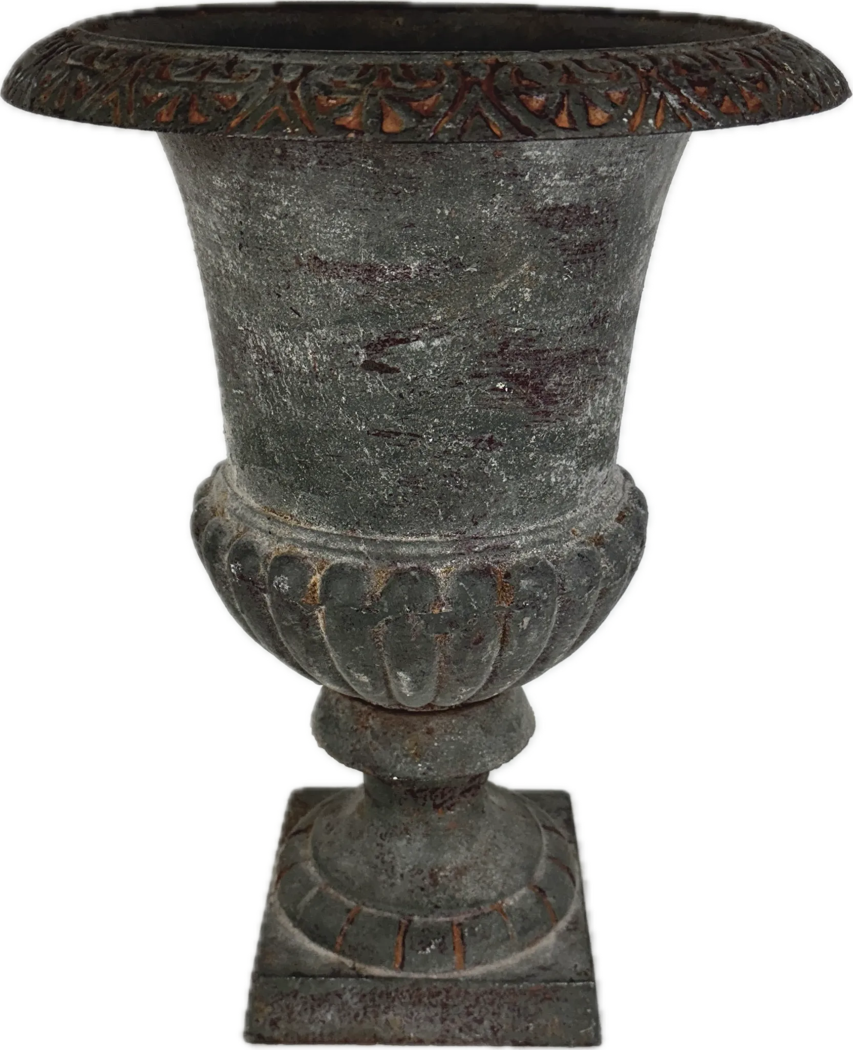 SALTED GRAY CAST IRON URN