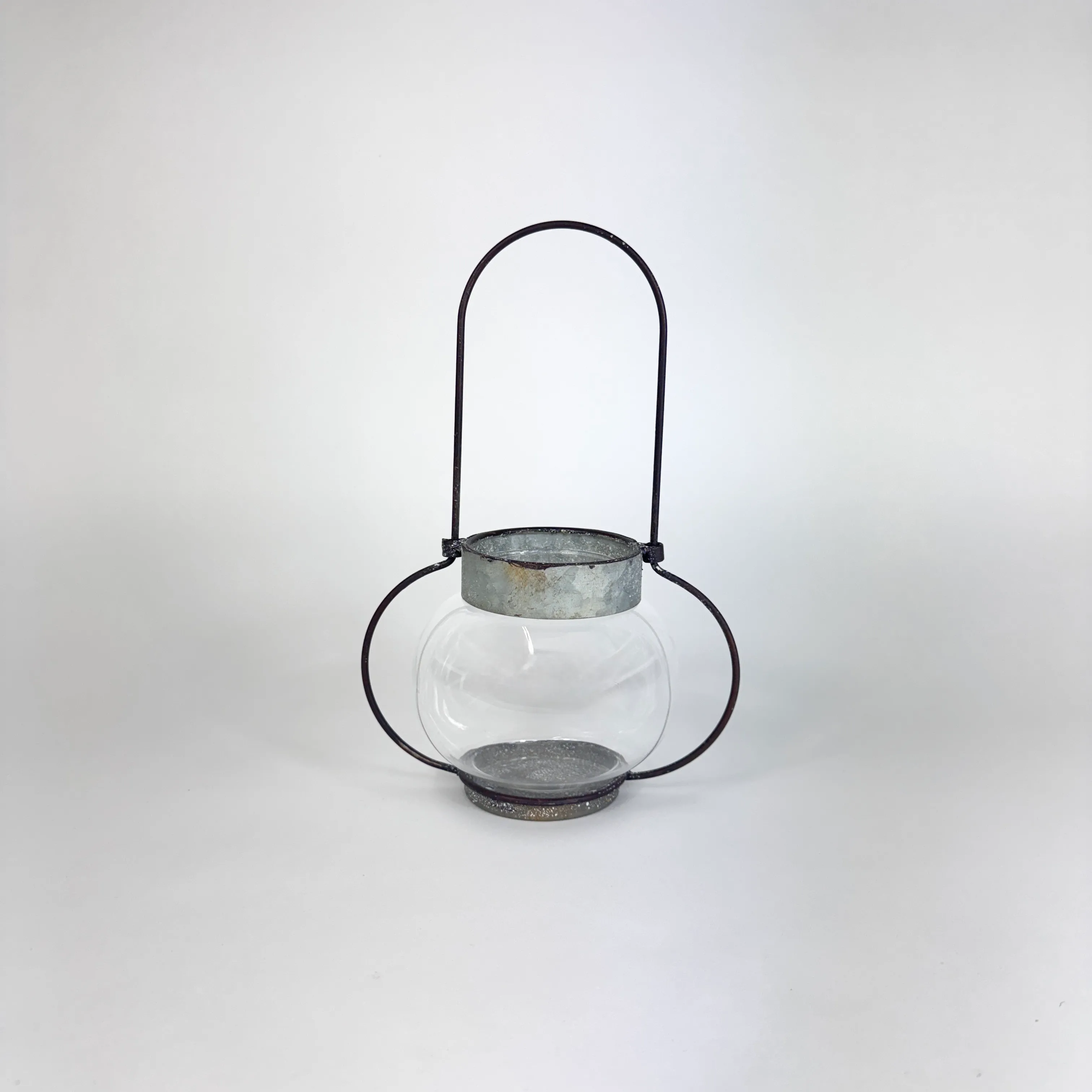 METAL AND GLASS CANDLE LANTERN