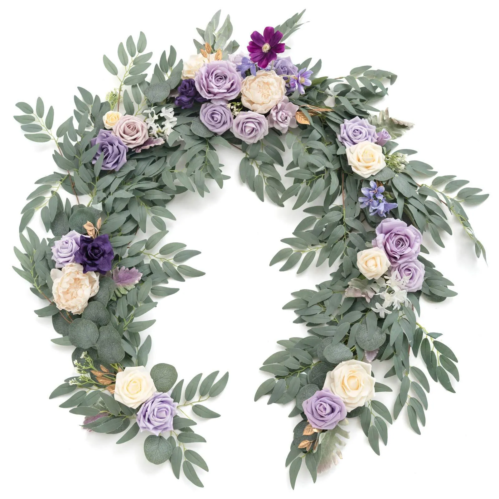6 Ft Faux Flower Garland (Lavender, Purple, Cream)