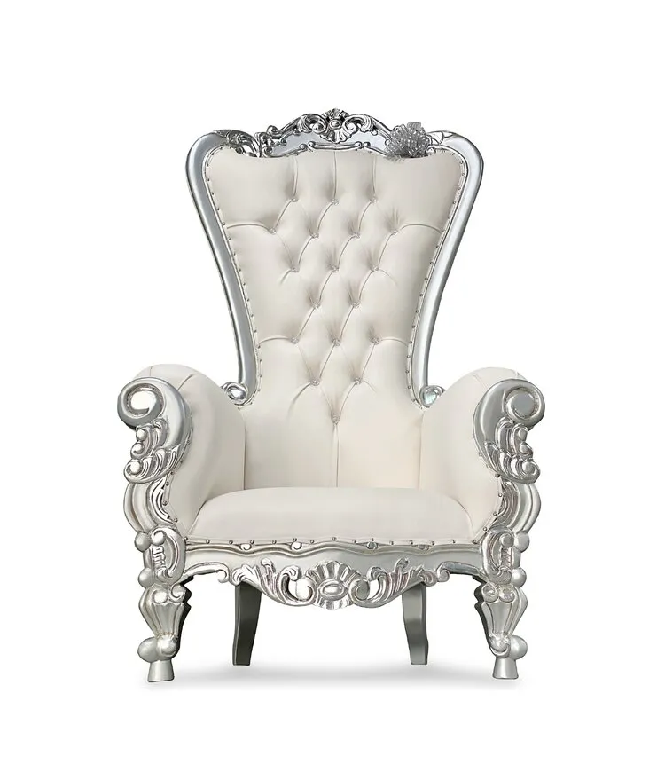 THRONE CHAIR WHITE AND SILVER 