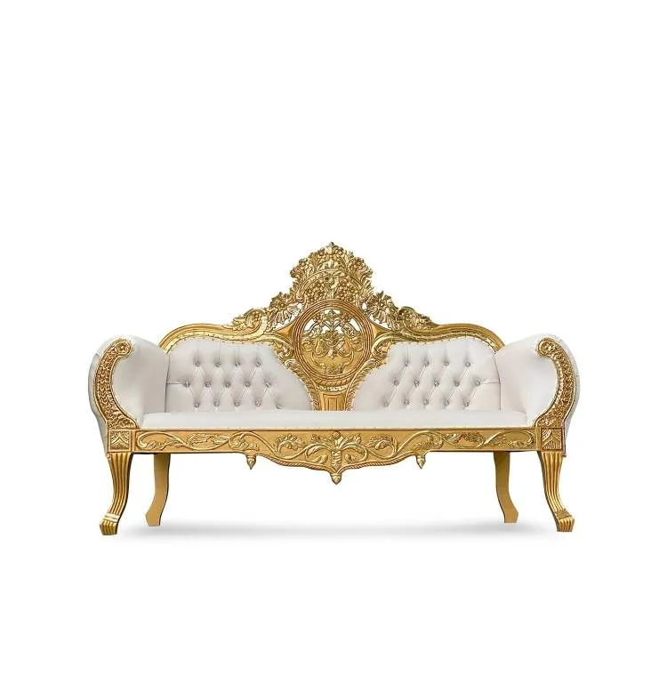 Gold and White Love Seat 