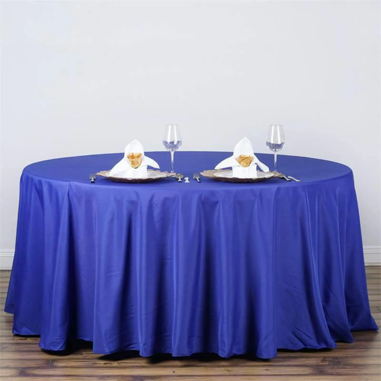 120" Royal Blue Polyester Round Tablecloth