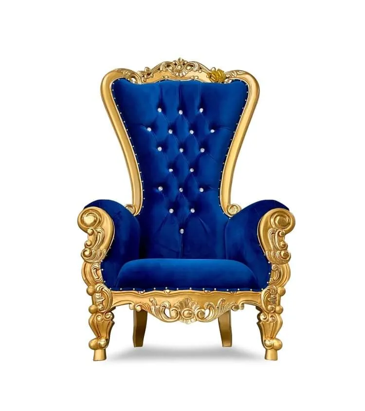 Royal Blue and Gold Throne Chair