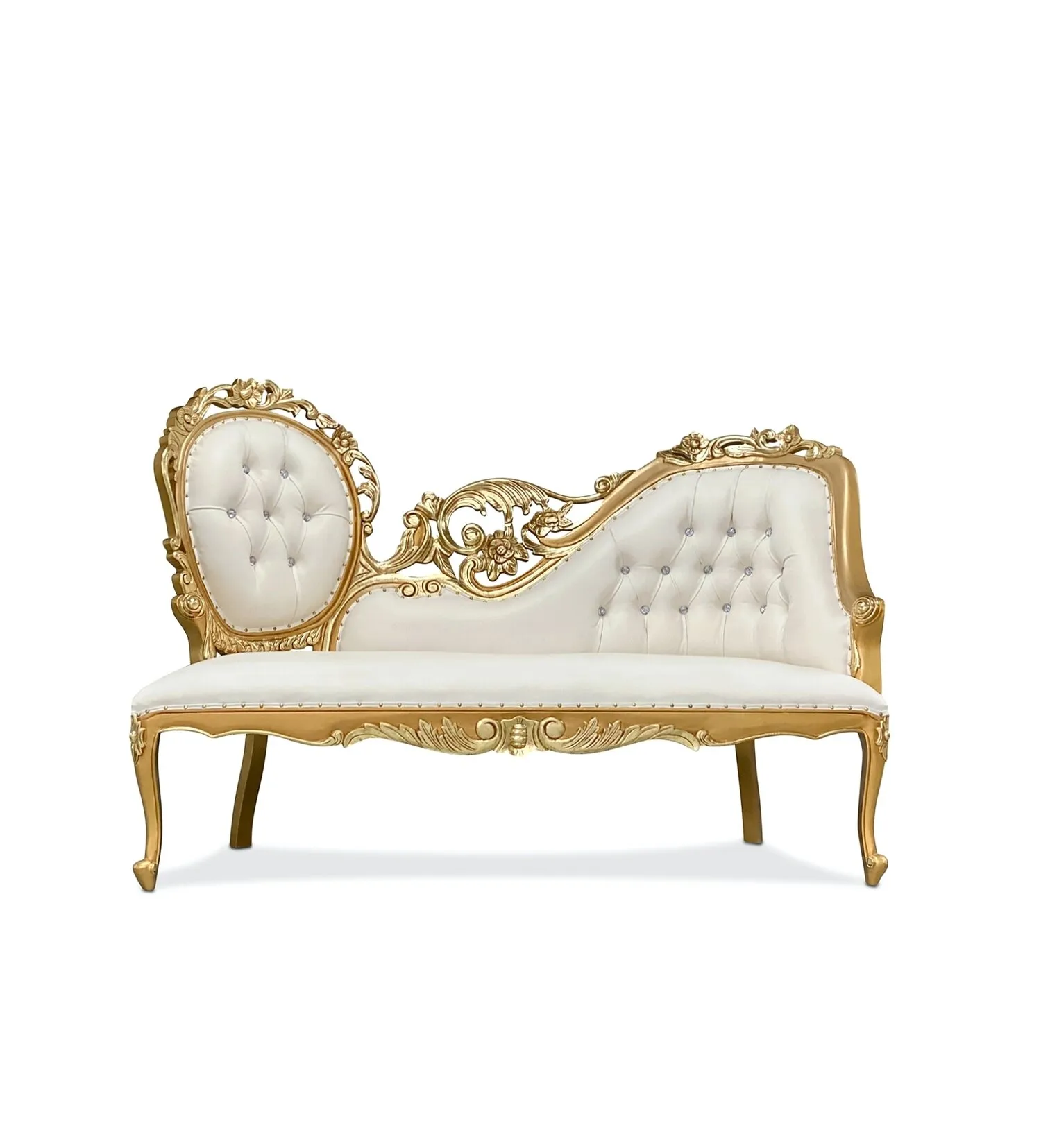 Gold and white Love Seat 