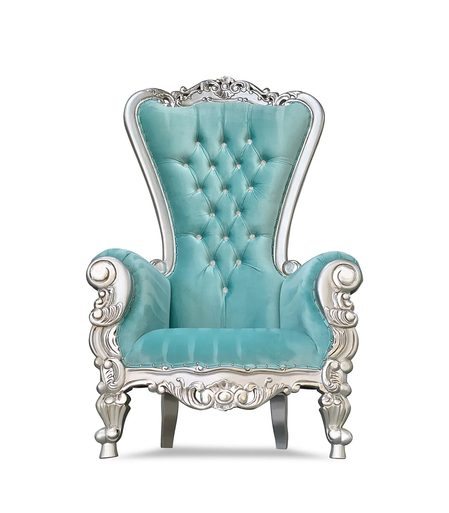 Teal and Silver Throne Chair