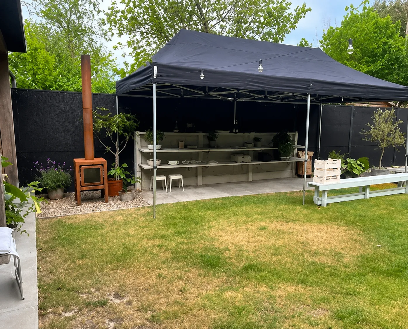 Easy up partytent – 3x6 meter zwart – zonder zijwanden
